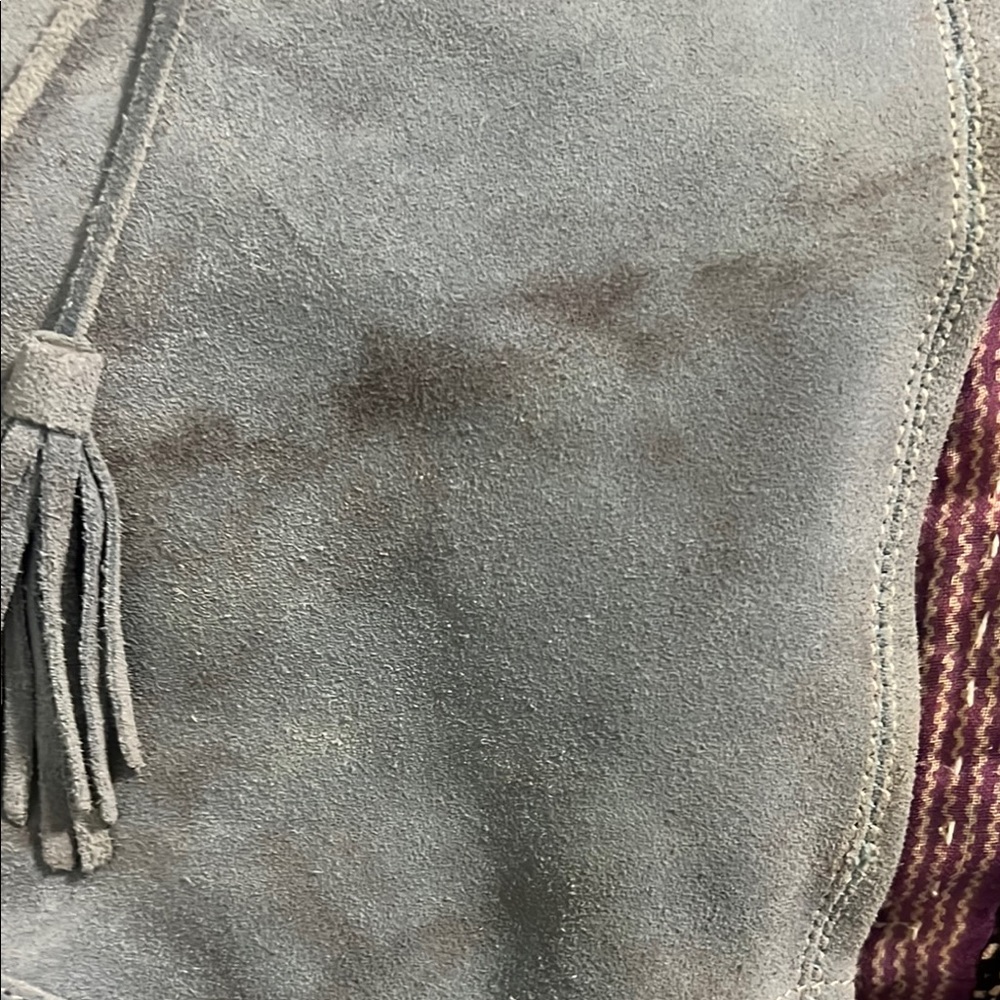 Gray Suede Knee-High Boots with Tassels - Picture 3 of 6